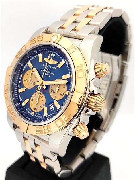 breitling chronomat 44 two tone|breitling chronomat 44 blue dial.